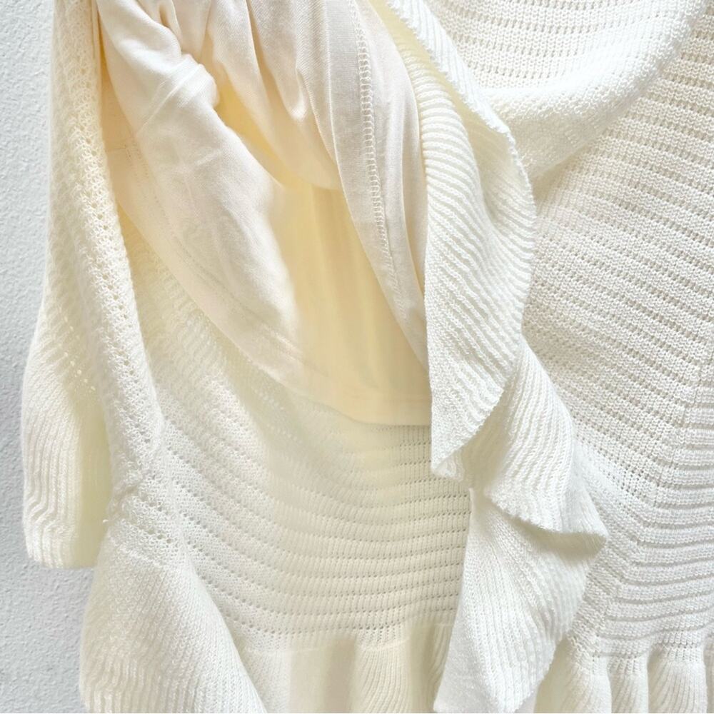 House of Harlow 1960 Knit Crochet Mini Ruffle Dress in Ivory Women's Medium $169 - Picture 9 of 13